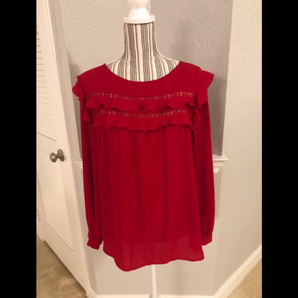 Loft Red Long Sleeve Size L